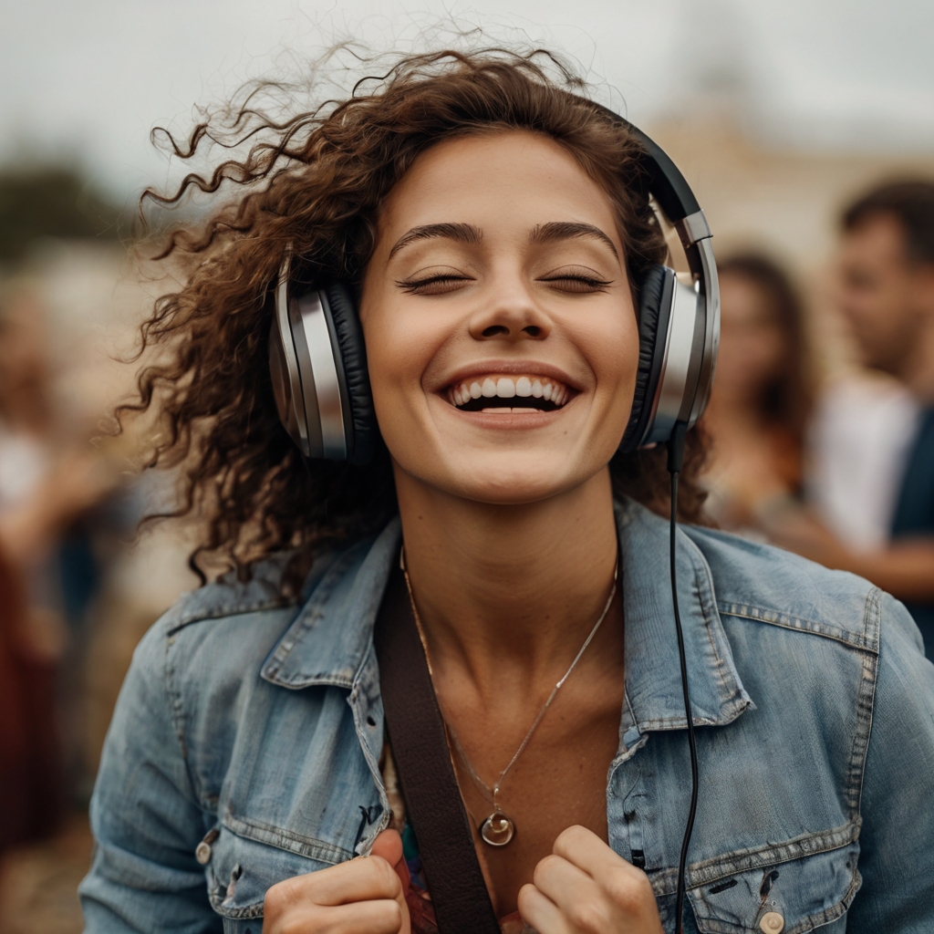 Leonardo_Kino_XL_Photo_of_a_very_happy_woman_enjoying_the_musi_0